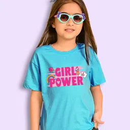 NUSYL Girls Pack of 3 Typography Printed Round Neck Cotton Oversized T-shirts-image-80