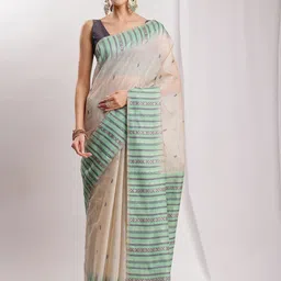 Janasya Paisley Woven Design Zari Ikat Saree-image-80