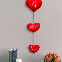 eCraftIndia Red & Silver Toned Heart Shaped Hanging Valentine Day Decoration Showpiece-7