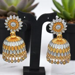 Jolly Faces Beaded Floral Shaped Jhumkas-image-21