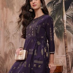 Sangria Gotta Patti Tribal Printed Yoke Kurta with Trousers with Tie Up Detail-picture-33