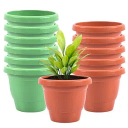Kuber Industries Green & Orange-Colored 12 Pieces Versatile Sturdy Flower Planters-0