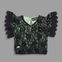 Actuel Girls Floral Printed Flared Sleeve Lace Crop Top-picture-13