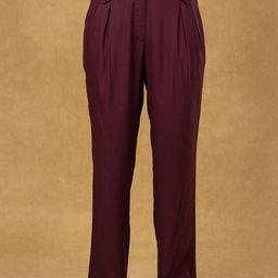 PowerSutra Women Comfort Straight Fit High-Rise Pleated Trousers-image-78