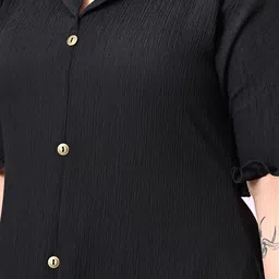 PrettyPlus by Desinoor.com Plus Size Lapel Collar A-Line Midi Dress image 3