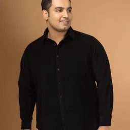 Sizeupp Men Plus Size Standard Oversized Fit Spread Collar Solid Cotton Casual Shirt-picture-41