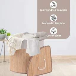 Aura Beige & Grey Textured Laundry Bag With Rope Handles & Removable Bag image 5
