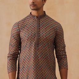 Jompers Men Woven Design Embroidered Kurta with Pyjama-picture-38