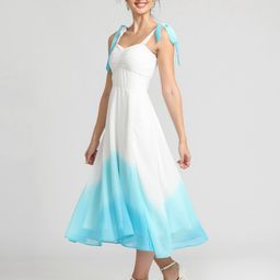 JULO Cold-Shoulder Georgette Fit & Flare Midi Dress-image-21