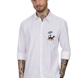 Eszett Leopard Spread Collar Cotton Shirt-image-40