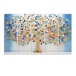 RANDOM Vinyl Blue & White 5 Piece Printed Canvas Other Wall Paintings-picture-39