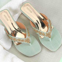 Mochi Women Embellished Suede Kitten Gladiators-19