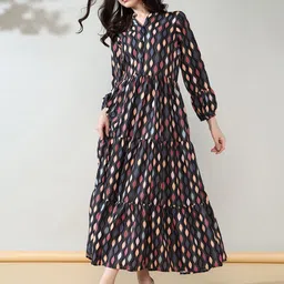 House of Kaftan Women Printed Fit-Flare Maxi Dress-image-61