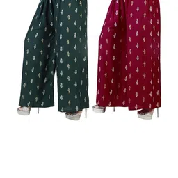 Aura Glam Women Set Of 2 Floral Printed Flared Palazzos-picture-24