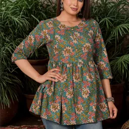 Vaidiki Floral Printed Cotton Maternity Top-image-81