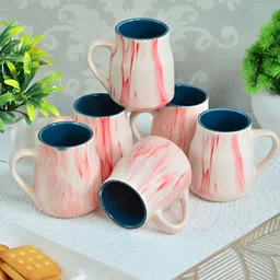 Myntra Elegant Homes Blue & Pink 6 Pieces Ceramic Matte Cups-26