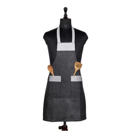 Kuber Industries Grey Jute 2 Front Pocket Kitchen Apron-16