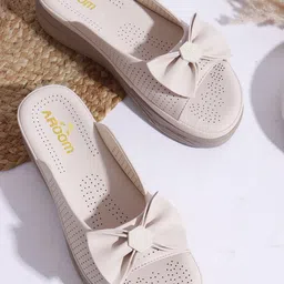 AROOM Women Open Toe Wedge Heels Sandals with Bows-picture-43