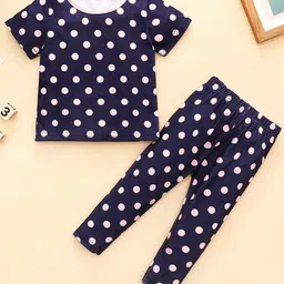 YK Girls Polka Dot Printed Top With Trousers Clothing Set-image-48