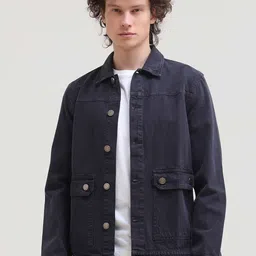 Grit and Flair Men Washed Cotton Denim Jacket-image-66