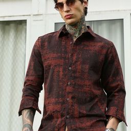 Campus Sutra Comfort Abstract Printed Spread Collar Cotton Casual Shirt-image-32