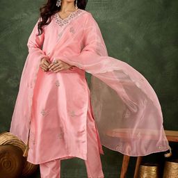VredeVogel Women Floral Yoke Design Kurta with Trousers & Dupatta-picture-43