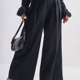 CHIC BY TOKYO TALKIES Women Regular Fit Cotton Wide Leg Trousers-picture-13