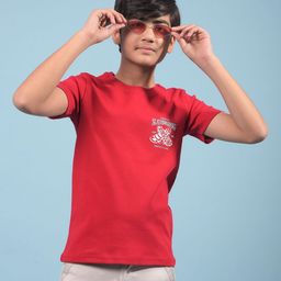 Crimsoune Club Boys Graphic Printed Round Neck Cotton Slim Fit T-shirt-image-65