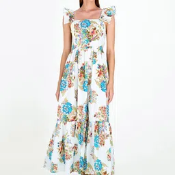 COVER STORY Floral Print Flutter Sleeve Maxi Dress-picture-11