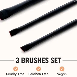 Gleva Set Of 3 Professional Angled Eyeliner & Brow Brush-Black image 3
