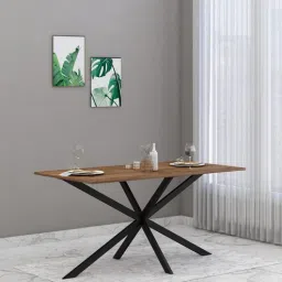 crystal furnitech Heather 6 Seater Dinning Table In Knottywood & Black Color Finish-picture-2