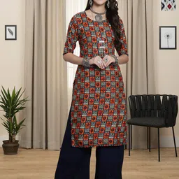 HERE&NOW Selection Of 2 Floral Printed Round Neck Straight Kurtas-picture-39
