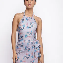 La Intimo Printed Halter Neck Bodysuit With Sarong-image-16