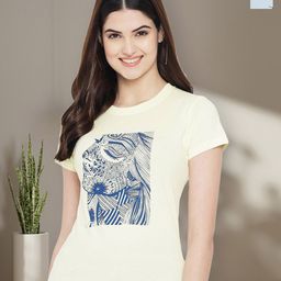 Dreambe Women Pack of 2 Tom & Jerry Graphic Printed Round Neck Cotton Regular Fit T-shirts-image-93