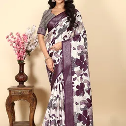 J 6 DESIGNER Floral Zari Art Silk Block Print Saree-picture-42