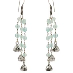 Shrim jewels Brass-Plated Oxidised Leaf Shaped Drop Earrings-picture-6