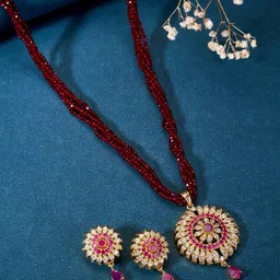 Opal Touch Gold-Plated Kundan Stone Studded & Beaded Jewellery Set-27