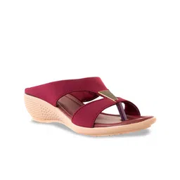 Khadims Open Toe Wedge Heels Sandals-5