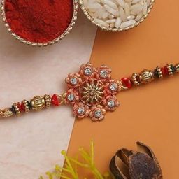 Nutts Designer Rakhi With Pooja Plate Roli Chawal & Rakhi Gifts Set-image-90
