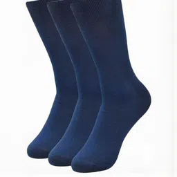 Akeeta Pack of 3 Blue Solid Calf Length Cotton Socks-picture-32