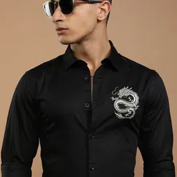 KETCH Men Spread Collar Solid Cotton Slim Fit Casual Shirt-image-42