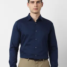 Peter England Elite Textured Spread Collar Slim Fit Cotton Formal Shirt-picture-26