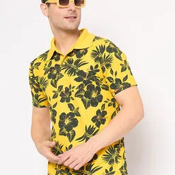 Kasma Floral Printed Polo Collar Cotton Regular Fit T-shirt-picture-12