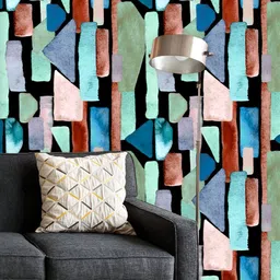 ArtzFolio Printed UV-Resistant Anti-Bacterial Indigo Blue Geometric BauhausPeel & Stick Wallpaper-image-77