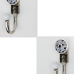 IndianShelf 2 Piece Ceramic & Zinc Floral Clothes Hanger for Wall Coat Hooks-image-91