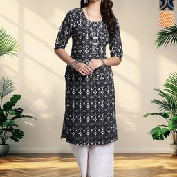 HERE&NOW Women Pack of 3 Ethnic Motifs Printed Kurtas-image-25