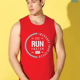 WOOSTRO Pack Of 2 Printed Combed Cotton Gym Vests VWS26(RUN RED)(HARD LGTGREEN)-21