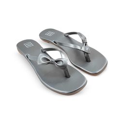 POSTCARD Women Printed Open Toe Flats with Bows-11