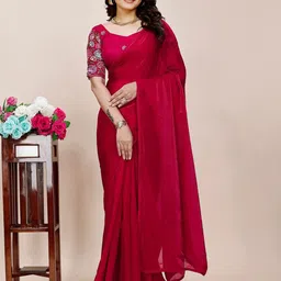 K 5 Fashion Embroidered Pure Chiffon Saree-picture-29