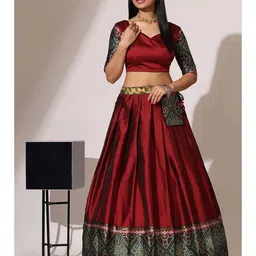 Fabcartz Printed Semi-Stitched Lehenga & Unstitched Blouse With Dupatta-picture-16